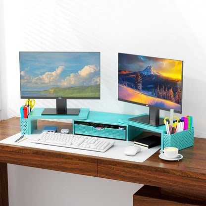 Spacrea Metal Desk Organizers and Accessories, Dual Monitor Stand Riser - Image 2