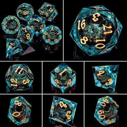 ARUOHHA DND Resin Dice Dragon Eye Dice Liquid Core Red Sharp Edged Dice Set - Image 5