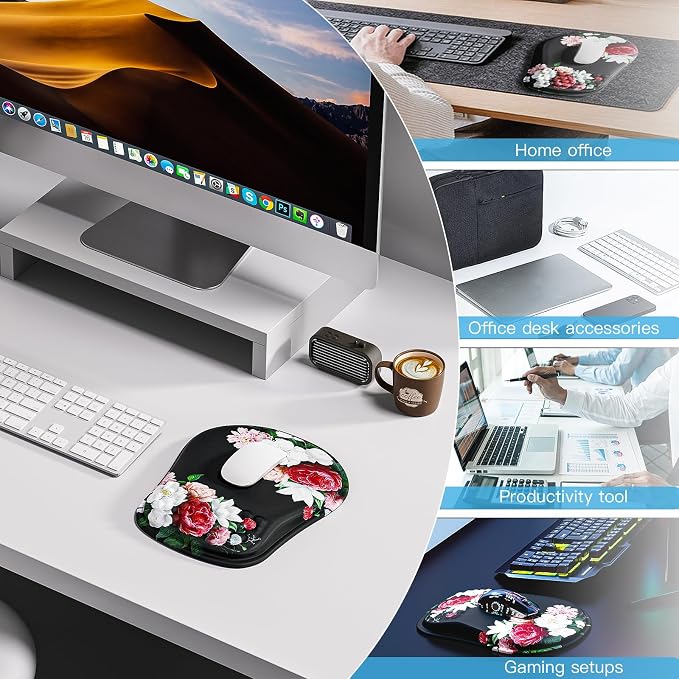 Mouse Pad with Wrist Rest, Ergonomic Mousepads with Wrist Support, Soft Lycra - Image 7