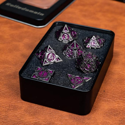 Purple Black Nickel Finish Heavy Metal DND Dice Set - Image 5