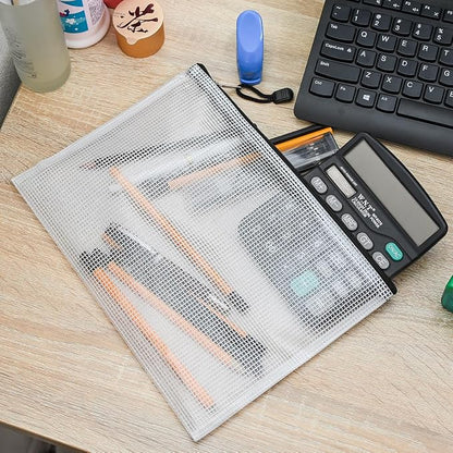 AUSTARK 10 Pcs Zipper File Bags, Waterproof Plastic Mesh Pouch - Image 5