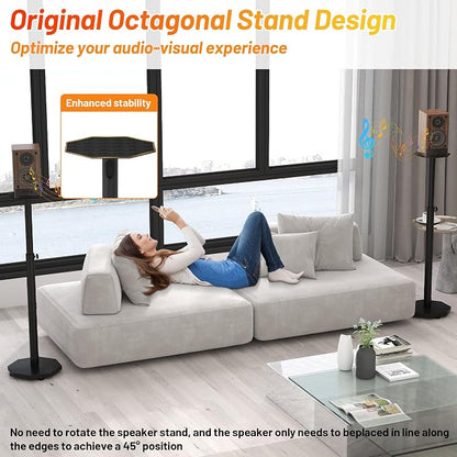 Universal Floor Speaker Stands Pair, Surround Sound Bookshelf Speaker Stands - Image 3