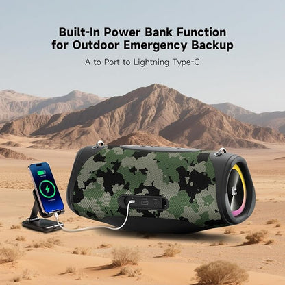 Portable Bluetooth Speaker 80W RMS, 120W Peak Loud Subwoofer Wireless Stereo - Image 4