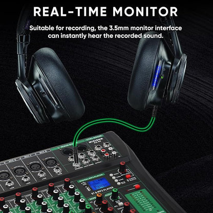 8 Channel Audio Mixer, Professional DJ Mixer Board Sound Music Mixing Console - Image 7