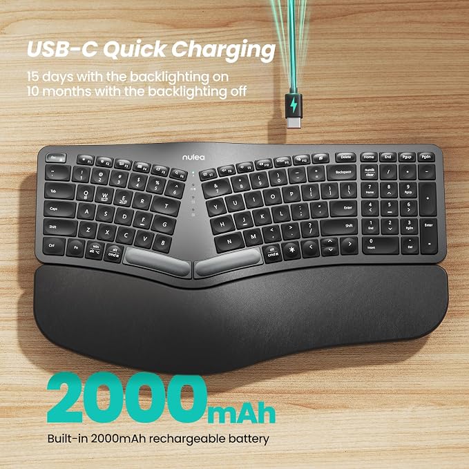 Nulea RT05 Wireless Ergonomic Keyboard, Split Keyboard - Image 3