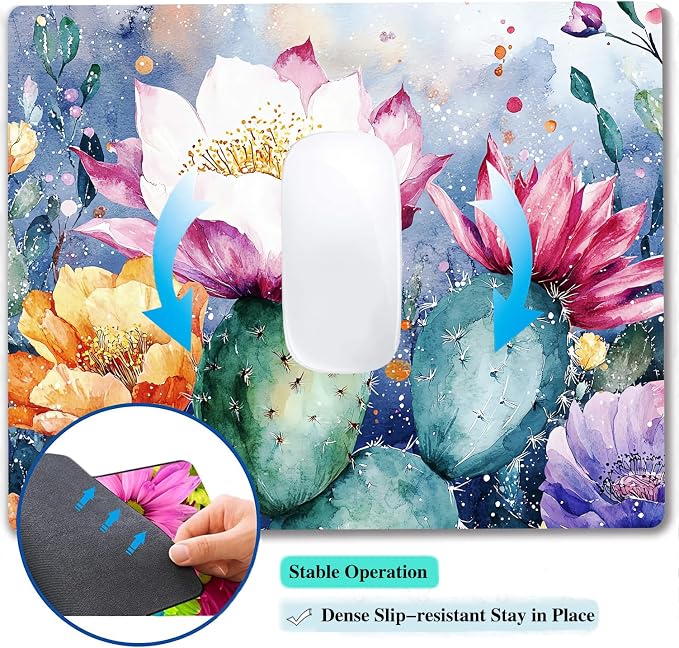 Cute Cactus Flower Plants Custom Mouse Pad - Image 5