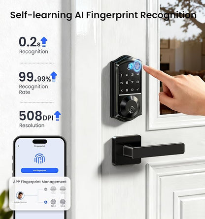 Veise VE017 Fingerprint Smart Door Lock, App Control, 8-in-1 Keyless Entry - Image 11