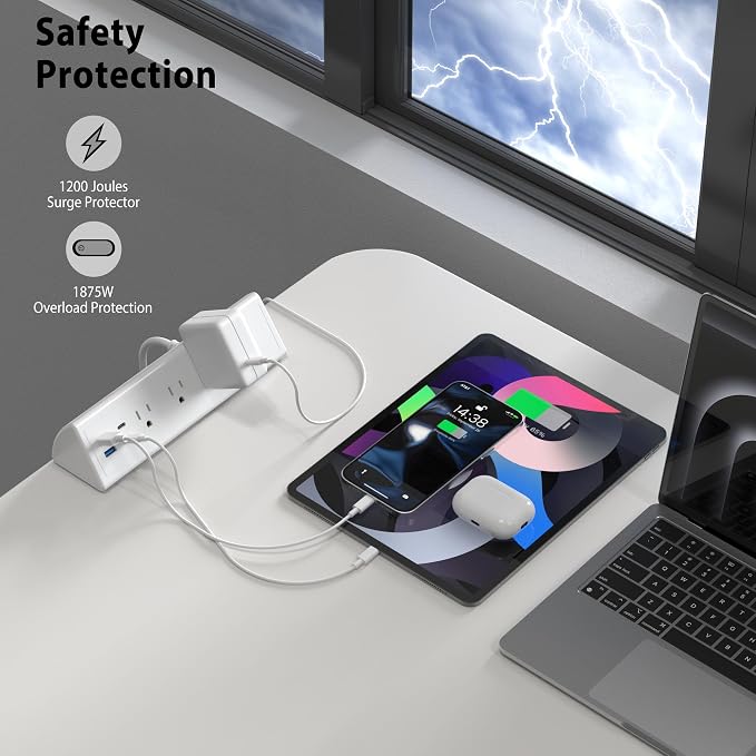 Jgstkcity Desk Clamp Power Strip, 20W Fast Charging Station, Surge Protector - Image 4