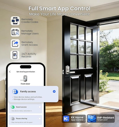 Veise VE019 Fingerprint Smart Lever Lock, App Control, Keyless Entry Door Lock - Image 2