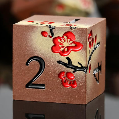Metal Dice Set DND, DNDND 7 PCS Metallic Flowers D&D Dice by DNDND
