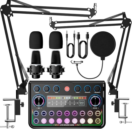 SINWE Podcast Equipment Bundle for 2, Audio Interface by SINWE