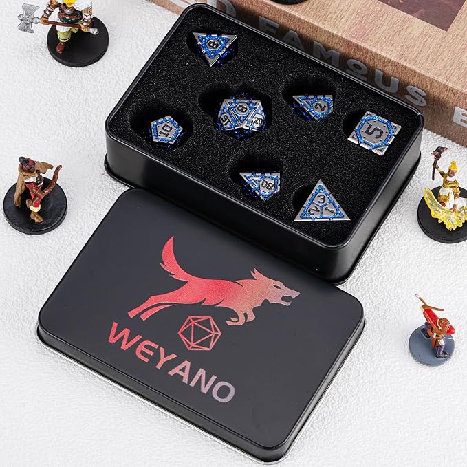 DND Metal Dice Set with Cracks, Polyhedral Dice - Image 6