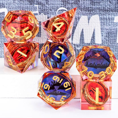 Magic Golden Ring DND Dice Set Sharp Edge Red Gaze Eye Resin Dice - Image 6