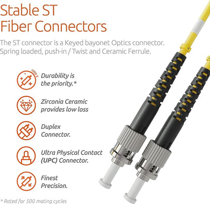BEYONDTECH 1m LC to ST Fiber Patch Cable – UPC Single-Mode Duplex Fiber Optic - Image 3