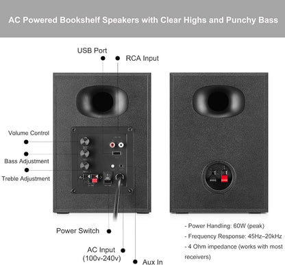Bookshelf Speakers with Deep Bass, 80W Peak Output HiFi Gaming Computer Speakers - Image 5