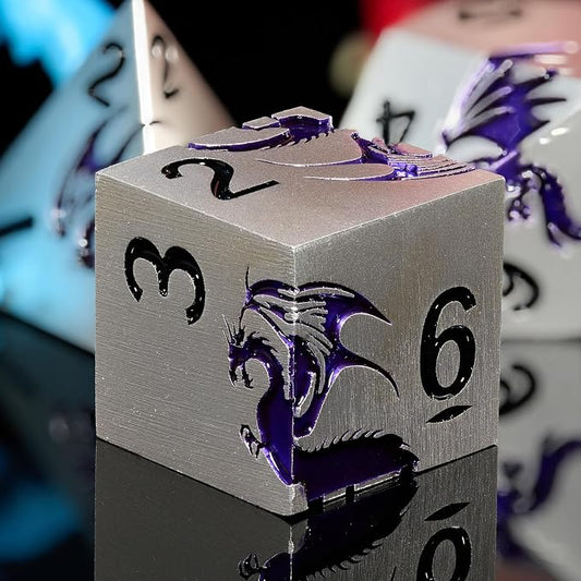 Purple Dragon Metal Dice HNCCESG 7 Piece Heavy Metallic D&D Dice Set - Image 2
