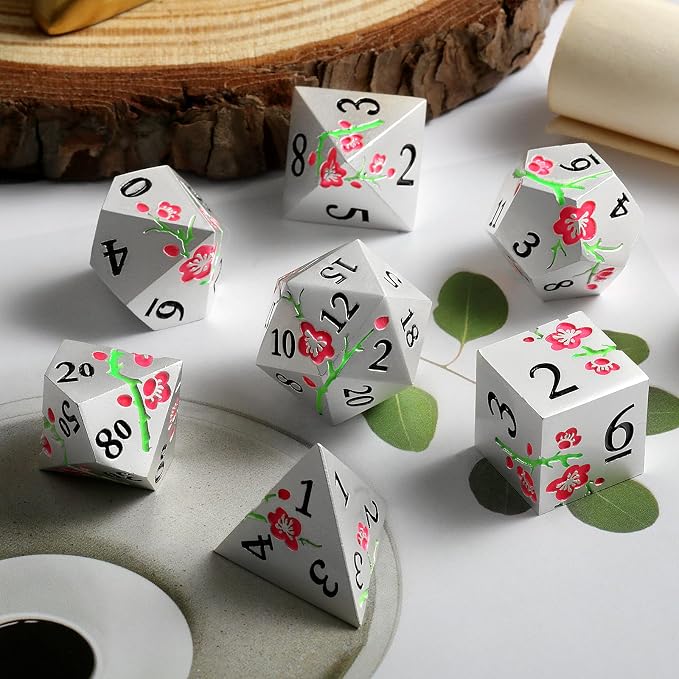 Metal DND Dice, DNDND 7 PCS Glow in The Dark Metallic D&D Dice Set - Image 6