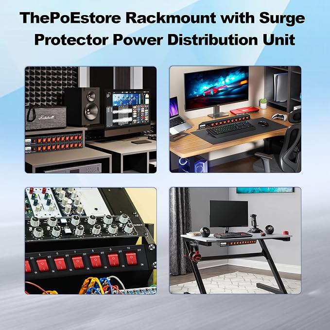 10 Outlet Horizontal 1U PDU Rack Mount Power Strip - Image 7