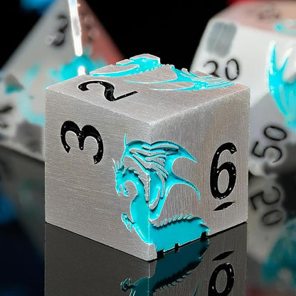 Blue Dragon Metal DND Dice Set, HNCCESG Cool D&D Dice Set of 7 Piece, Dungeons - Image 2