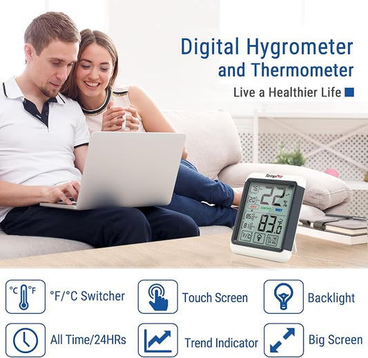 TempPro TP55 Digital Indoor Hygrometer Thermometer, 4-Inch Temperature/Humidity - Image 2