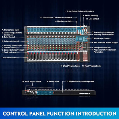 16 Channel Audio Mixer, Soundboard Mixing Console Sound Mixer DJ Sound - Image 5