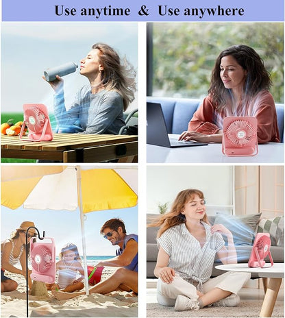 WHATOOK Small Desk Fan Personal Fans: 5000mah 25 Hours Battery Office Quiet - Image 7