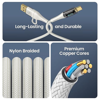 USB C to Multi Charging Cable, USAMS 100W 6.6FT 5A Type C to Type C Fast - Image 5