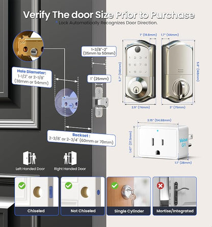 Veise VE017G Wi-Fi Keyless Entry Door Lock, App Remote & Voice Control - Image 13