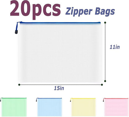 AUSTARK 20Pcs Board Games Storage Bags, PVC Mesh Zipper Pouches, Zippered File - Image 2