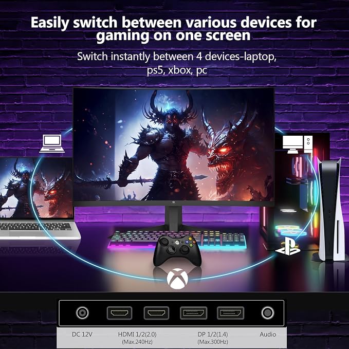 Z-Edge 27 inch Curved Gaming Monitor, FHD 1080P 300Hz 280Hz 240Hz Curved - Image 9