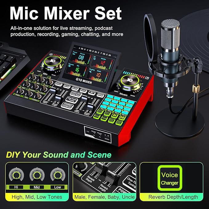 Podcast Microphone Bundle with Live Sound Board Audio Mixer, Podcast Equipment - Image 2