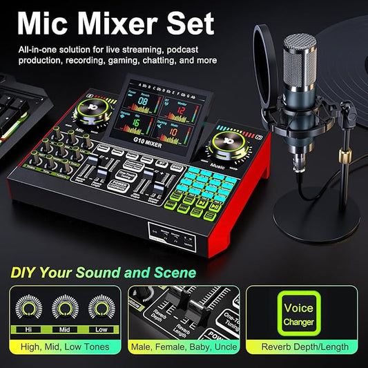 Podcast Microphone Bundle with Live Sound Board Audio Mixer, Podcast Equipment - Image 2