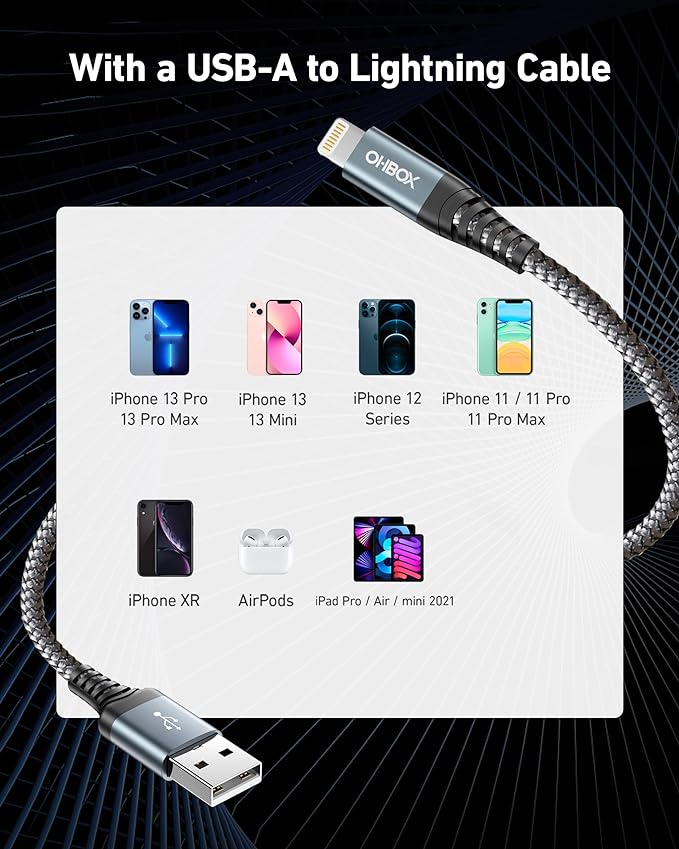 ohbox iPhone Charger 10FT 3Pack Long iPhone Charger Cable MFI Certified USB - Image 6