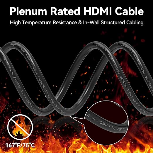 50Ft Plenum Rated HDMI Cable, 8K 48Gbps Fiber Optic Ultra High Speed Long HDMI - Image 2