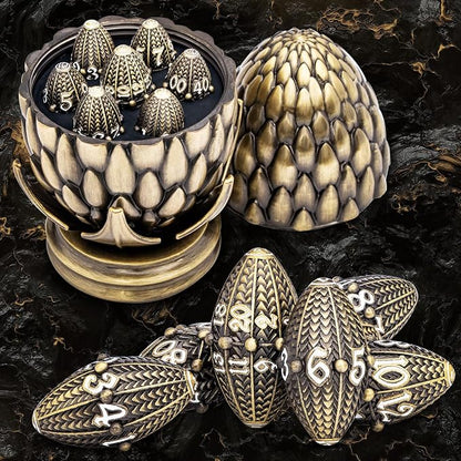 ARUOHHA DND Metal Dice Bronze Dragon Egg Dice by ARUOHHA