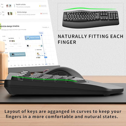 Ergonomic Keyboard, Wired Computer USB Keyboard - Image 4