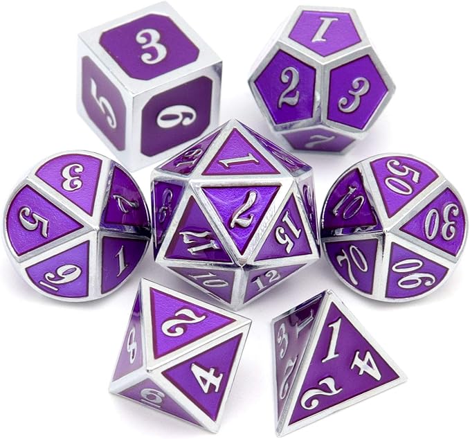 Haxtec Metal DND Dice Purple Silver by HaxtecDice