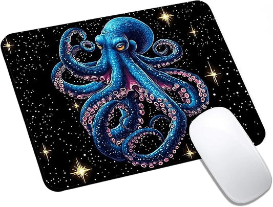 Mouse Pad, Cute Cool Blue Octopus Mouse Pads by HUOCAIREN