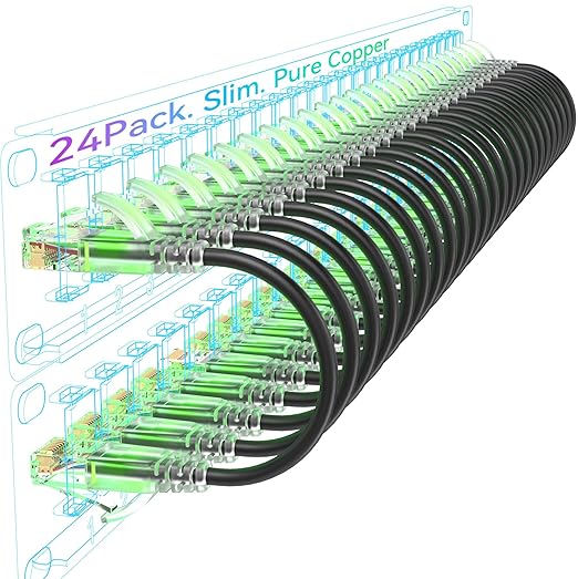 Sokqovt Cat6a Patch Cables Slim 0.5ft, Flexible Cat6 Ethernet Cable 10G 550MHZ by Unknown