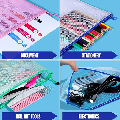 LEOBRO 20PCS Zipper Pouch, A4 Mesh Zipper Pouch Bags, Waterproof Bag, Mesh Bags - Image 7