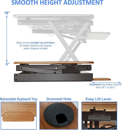 Rocelco 32" Height Adjustable Standing Desk Converter - Image 2