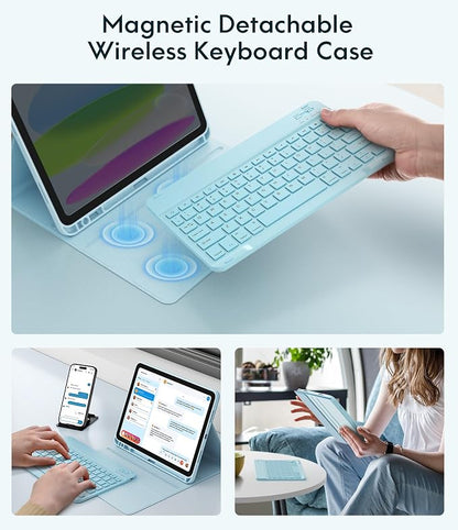 CHESONA Keyboard Case for iPad 11th/10th Generation, Detachable Wireless - Image 4