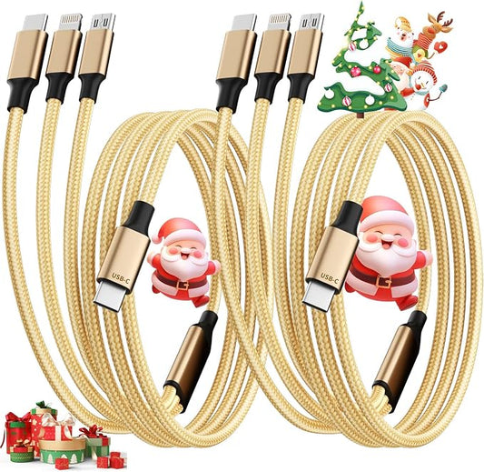 USB C Multi Charging Cable, 3 in 1 Charging Cable Nylon Braided USB-C Multiple by MPATIBY