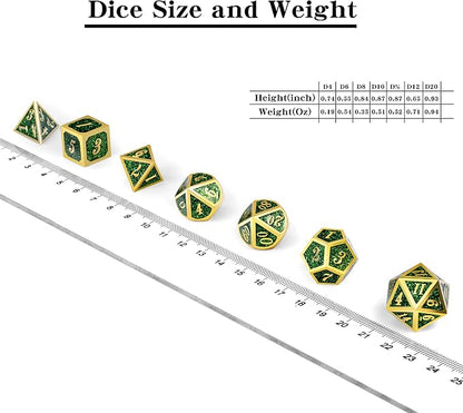 DNDND Metal Dice Set D&D, Glitter Green Heavy DND Dice - Image 6