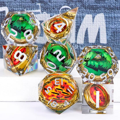 Magic Golden Ring DND Dice Set Sharp Edge Red Gaze Eye Resin Dice - Image 7
