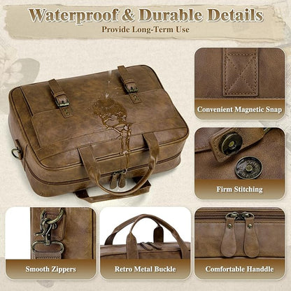 RAINSMORE Messenger Bag for Men 16 Inch Laptop Bag Vintage Leather Waterproof - Image 5