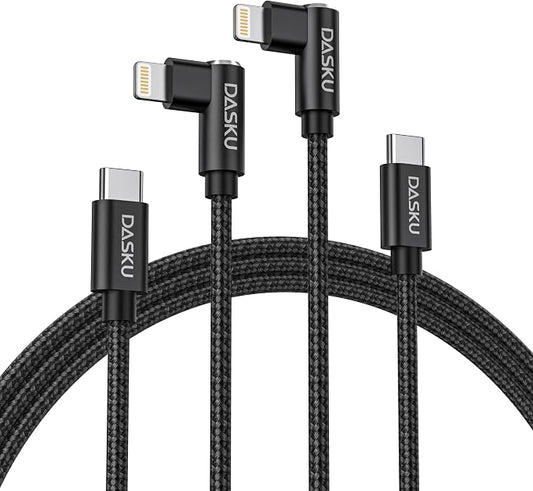 iPhone 14 13 Charger Cable 3FT, 90 Degree USB C to Lightning Cable Fast Nylon by Dasku