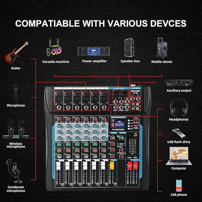 Audio Mixer, 6 Channel Board Mixer - Image 2