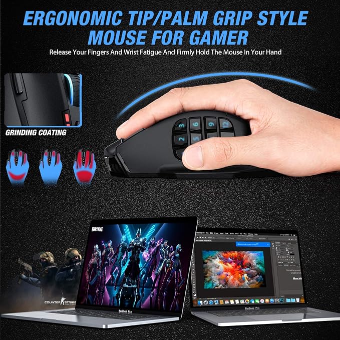 UtechSmart Venus Pro RGB Wireless MMO Gaming Mouse, 000 DPI Optical Sensor - Image 4