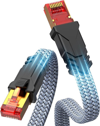 Snowkids Cat 8 Ethernet Cable 1.5 FT, Braided Heavy Duty High Speed by Snowkids